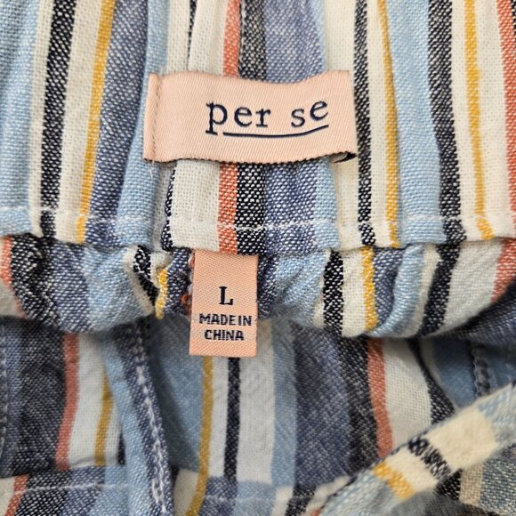 Per Se Linen & Viscose Blend Striped Casual Pants Size Large - Picture 3 of 8